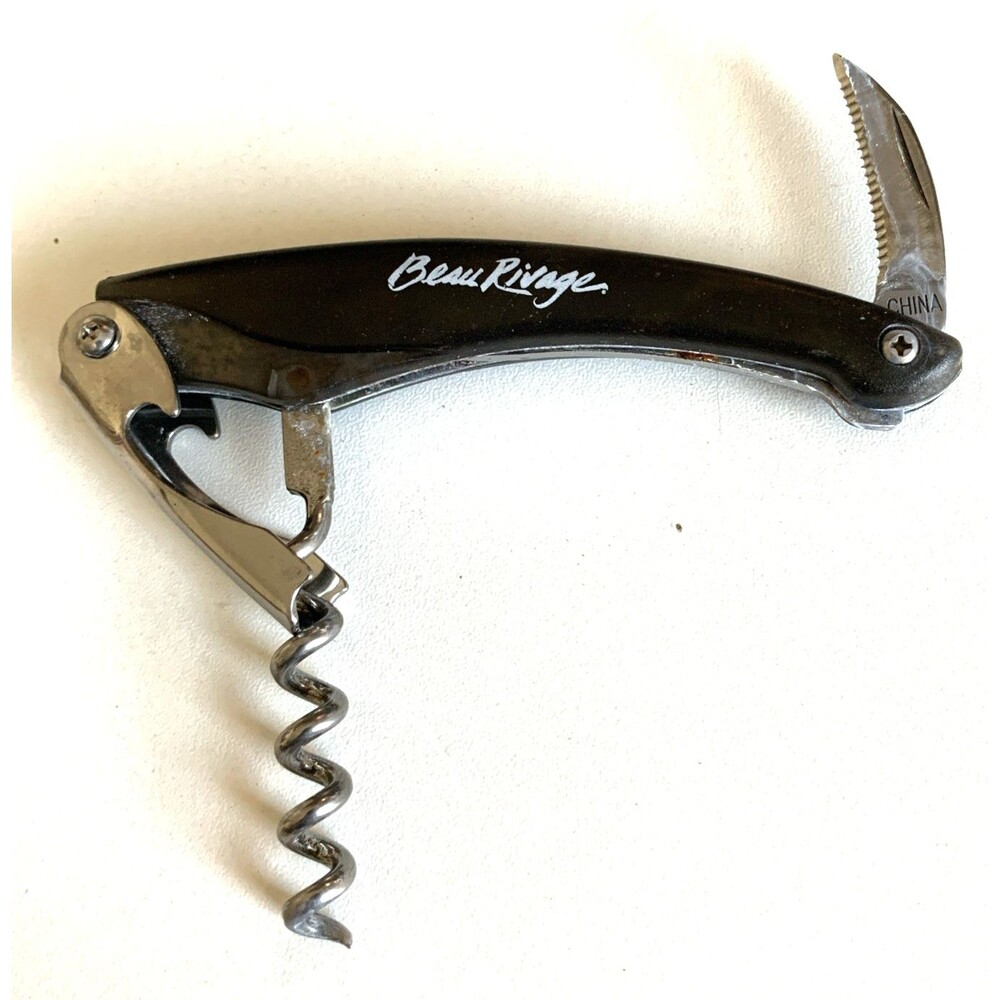 Beau Rivage Wine Opener – Double‑Hinge Corkscrew & Serrated Foil Knife